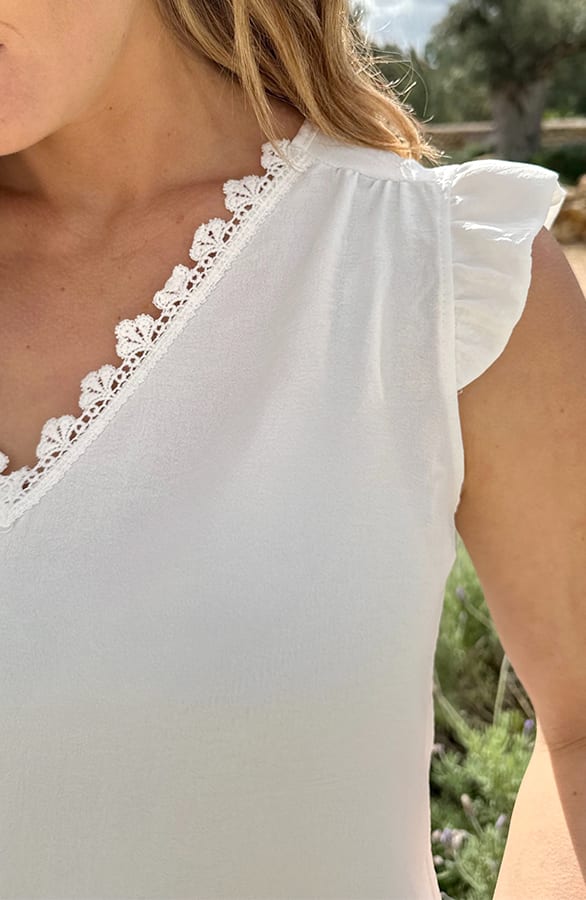 Kanten Ruches Top Ecru – shirts & tops — foto 5