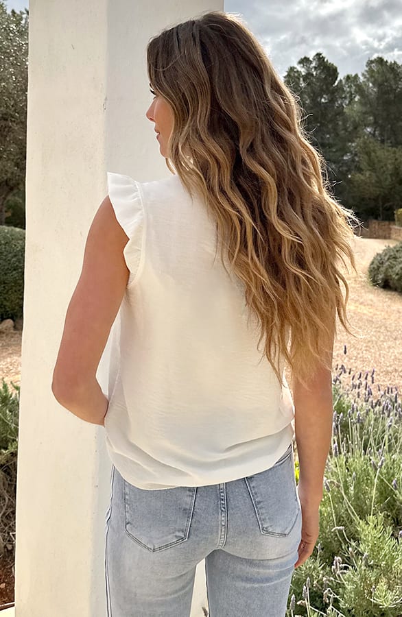 Kanten Ruches Top Ecru – shirts & tops — foto 4