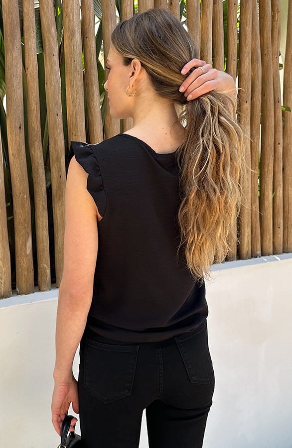 Kanten Ruches Top Zwart – shirts & tops — foto 4