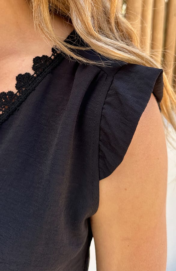 Kanten Ruches Top Zwart – shirts & tops — foto 5