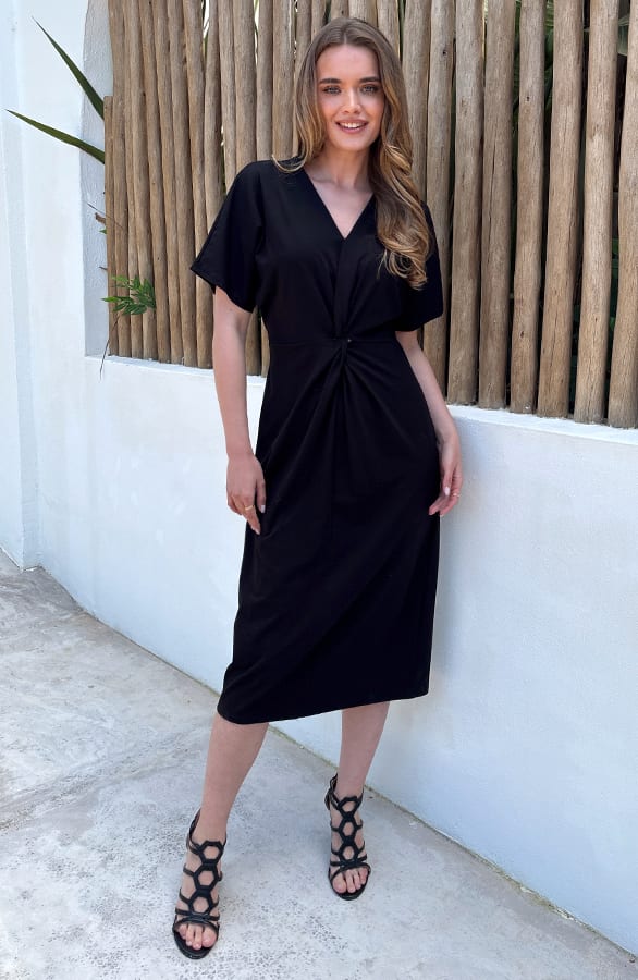 Katoenen Twist Jurk Lilly Zwart – alle jurkjes — foto 5