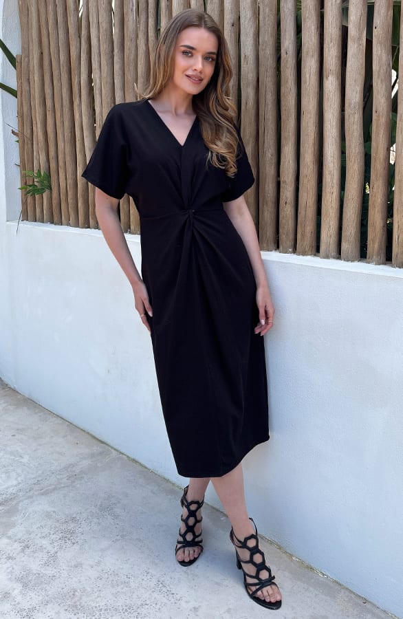 Katoenen Twist Jurk Lilly Zwart – alle jurkjes — foto 6
