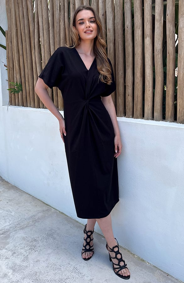 Katoenen Twist Jurk Lilly Zwart