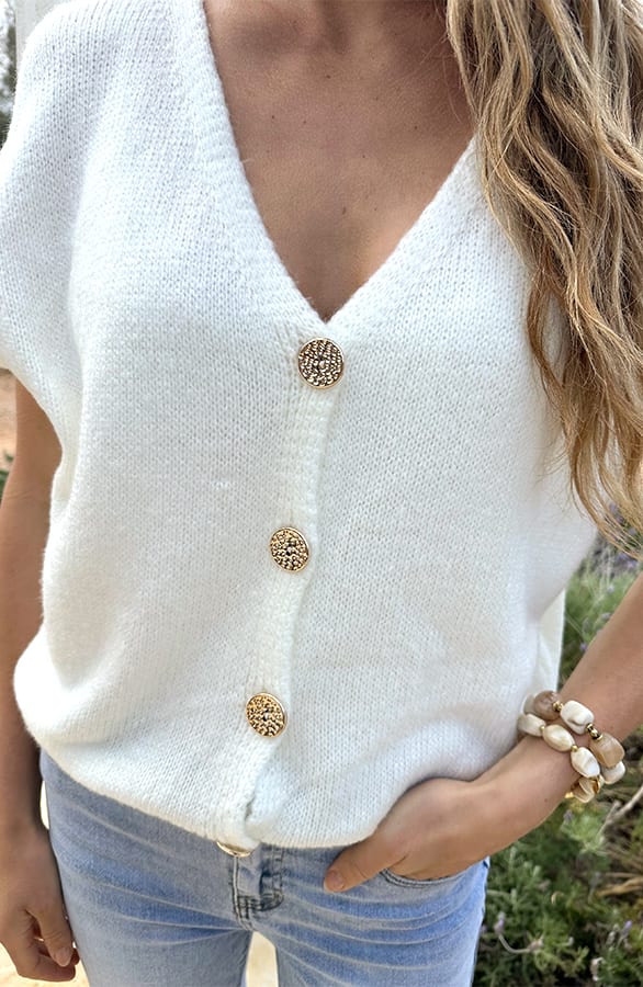 Knitted Button Cardigan Ecru – kleding — foto 4