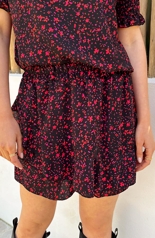 Laagjes Skort Print Zwart Koraal