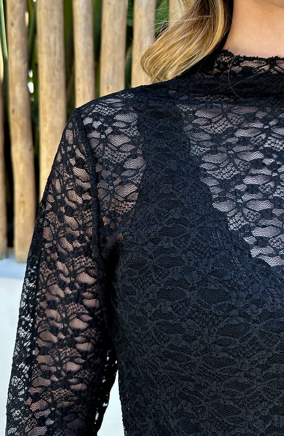 Lace Long Sleeve Top Zwart – shirts & tops — foto 4