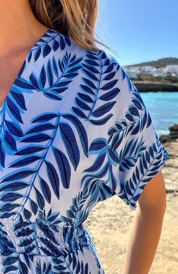 Leaf Print Maxi Dress Blauw – alle jurkjes — foto 4