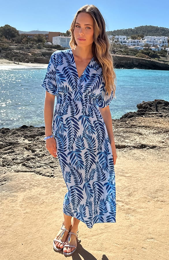 Leaf Print Maxi Dress Blauw – alle jurkjes — foto 11
