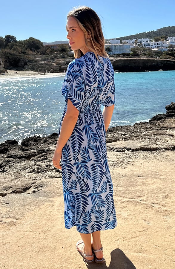 Leaf Print Maxi Dress Blauw – alle jurkjes — foto 3