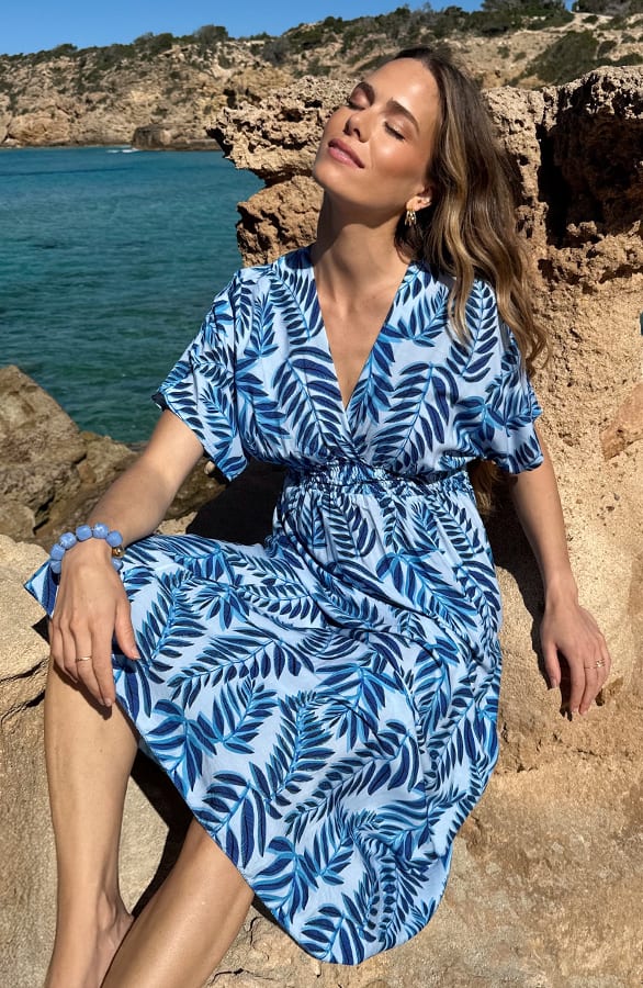 Leaf Print Maxi Dress Blauw – alle jurkjes — foto 5