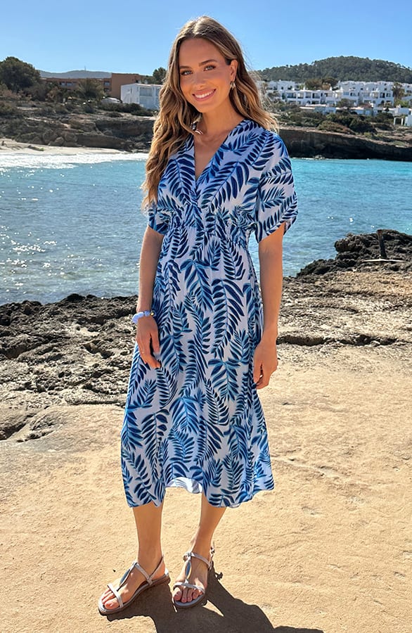 Leaf Print Maxi Dress Blauw – alle jurkjes — foto 6