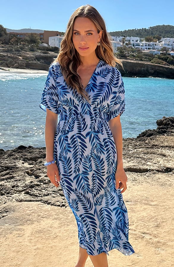 Leaf Print Maxi Dress Blauw – alle jurkjes — foto 2