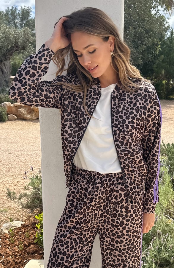 Leopard Bomber Met Bies Lila – vesten — foto 10