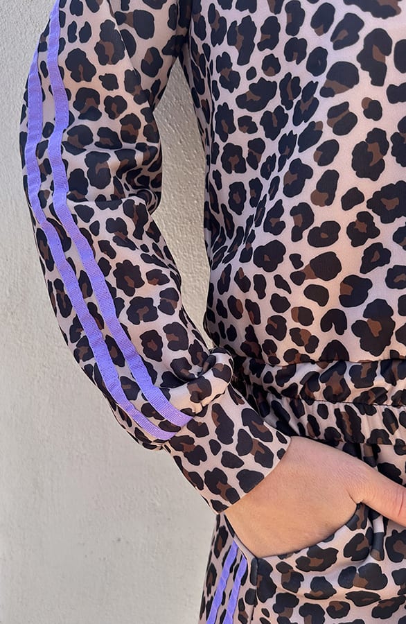 Leopard Bomber Met Bies Lila – vesten — foto 4