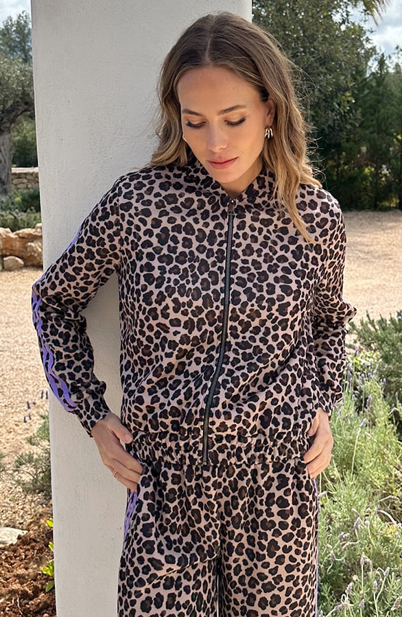 Leopard Bomber Met Bies Lila – vesten — foto 6