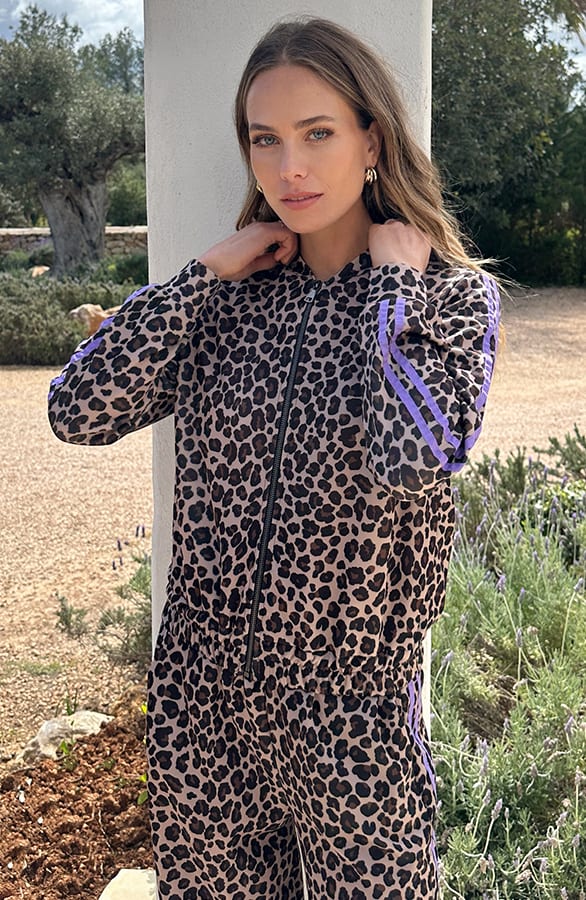 Leopard Bomber Met Bies Lila – vesten — foto 7