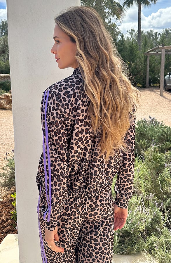 Leopard Bomber Met Bies Lila – vesten — foto 3