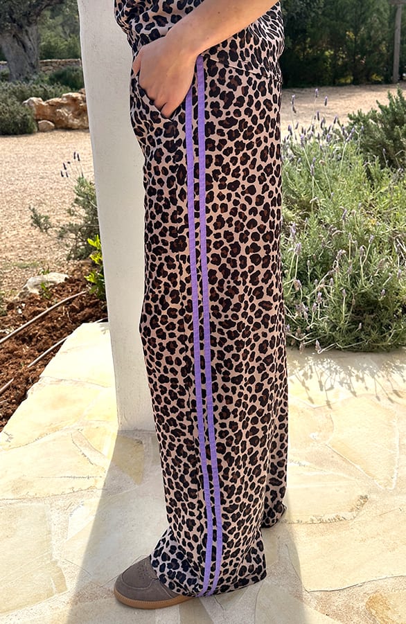 Leopard Pants Met Bies Lila – broeken — foto 4