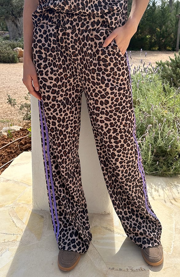 Leopard Pants Met Bies Lila – broeken — foto 3