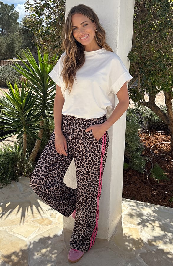 Leopard Pants Met Bies Roze – broeken — foto 5