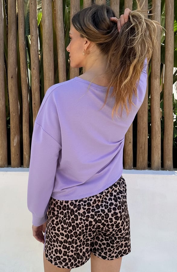Leopard Short Met Bies Lila – shorts — foto 7