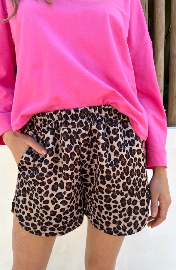Leopard Short Met Bies Roze – shorts — foto 6