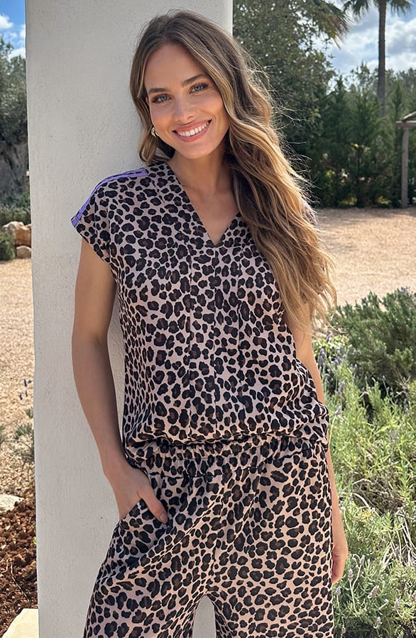 Leopard Top Met Bies Lila – shirts & tops — foto 2