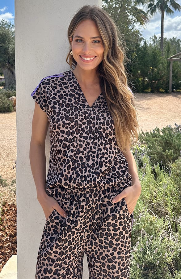 Leopard Top Met Bies Lila