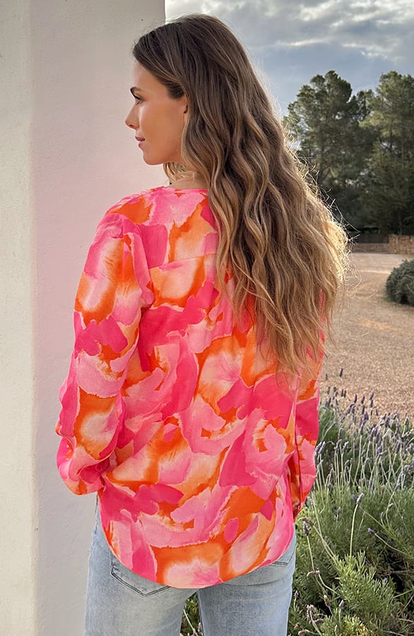 Limited Blouse Met Details Lize Fuchsia Oranje – kleding — foto 3