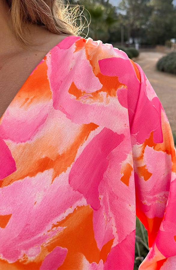 Limited Blouse Met Details Lize Fuchsia Oranje – kleding — foto 4