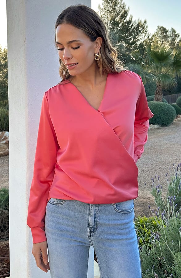 Limited Satijnen Blouse Lize Dust Roze – shirts & tops — foto 5