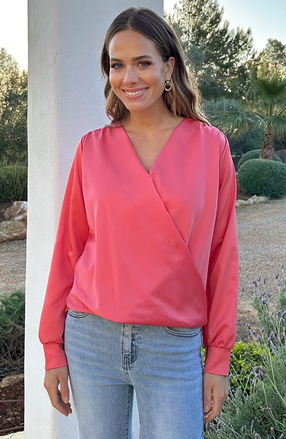 Limited Satijnen Blouse Lize Dust Roze – shirts & tops — foto 8