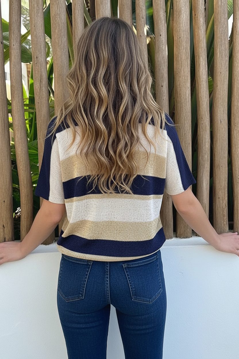 Lurex Strepen Top Marine Goud – shirts & tops — foto 3