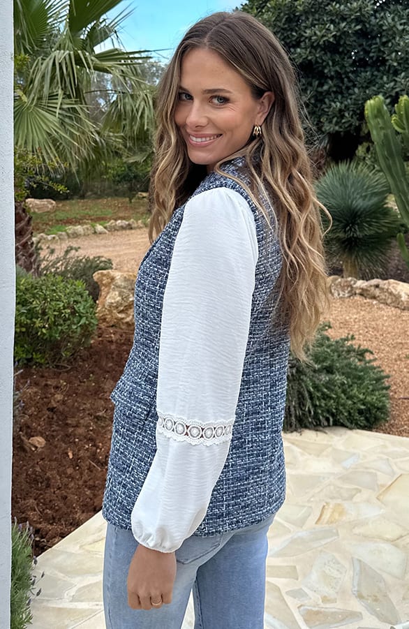 Luxe Tweed Gilet Lurex Navy – vesten — foto 3