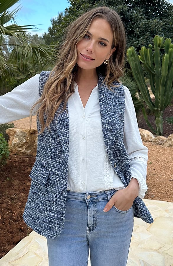 Luxe Tweed Gilet Lurex Navy – vesten — foto 7