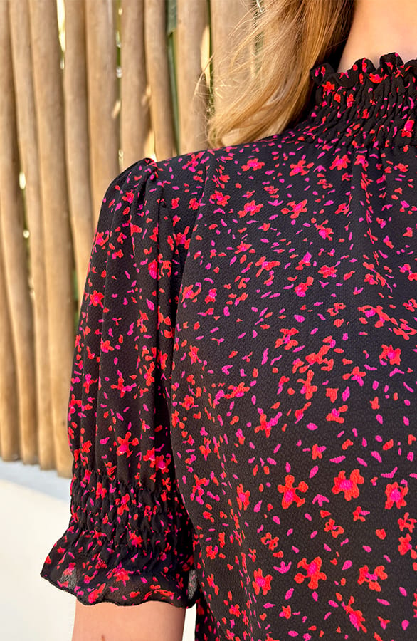 Lynn Top Print Zwart Koraal – shirts & tops — foto 3