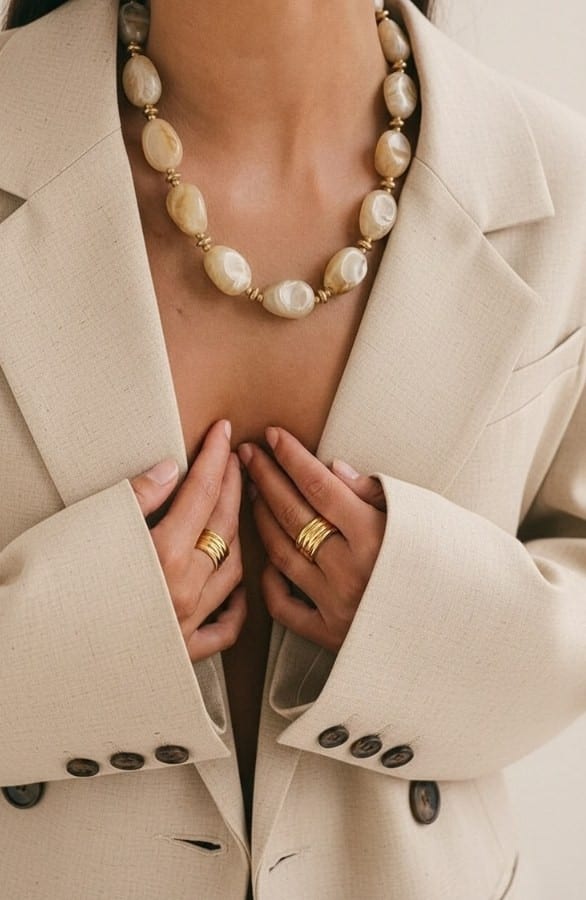 Marble Kralen Ketting Beige – accessoires