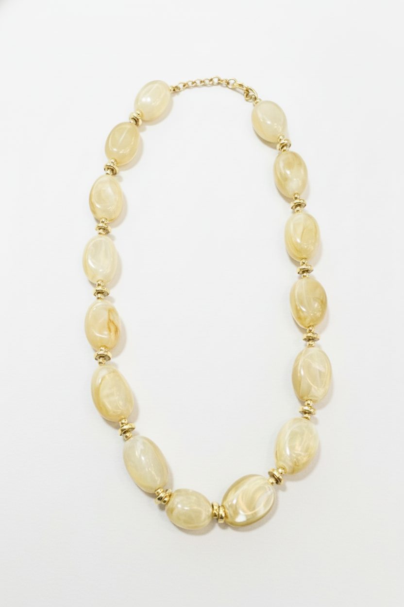 Marble Kralen Ketting Beige – accessoires — foto 2