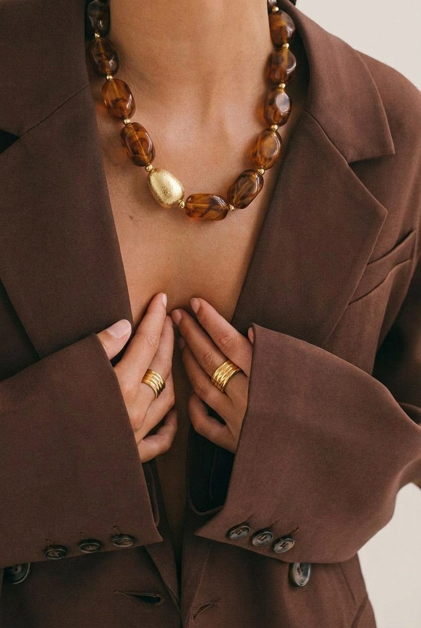 Marble Kralen Ketting Choco Goud – accessoires