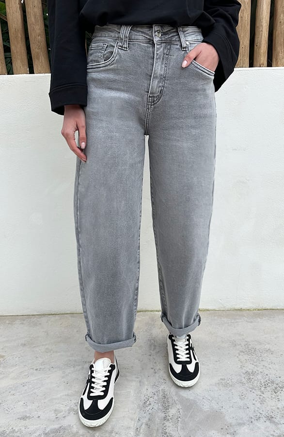 Mid Rise Barrel Jeans Grey — foto 2