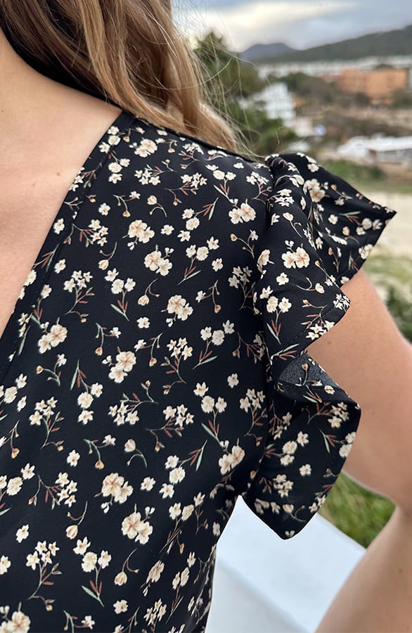 Midi Jurk Bloemen Print Zwart – alle jurkjes — foto 5