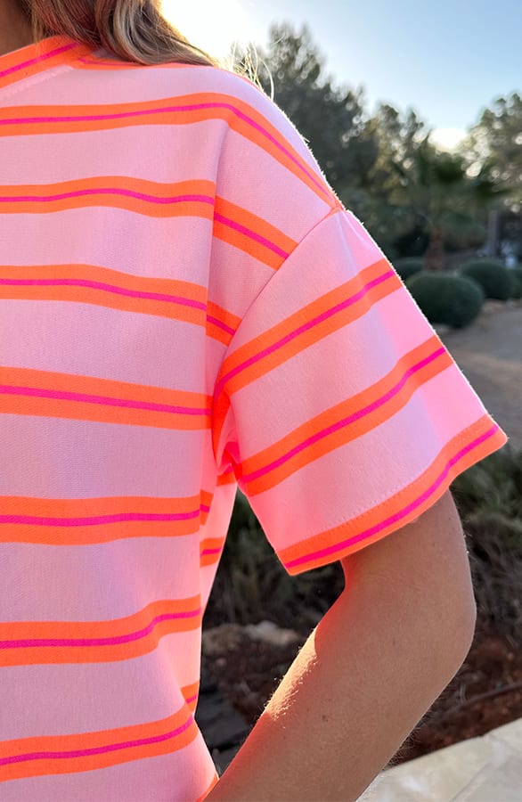 Oversized Cotton Stripe Top Pink Orange – shirts & tops — foto 4