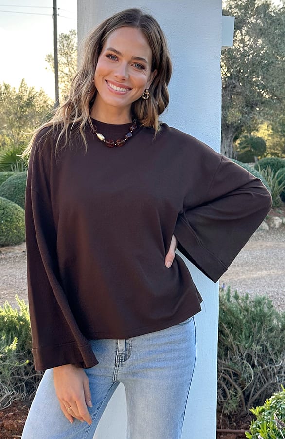 Oversized Katoen Shirt Choco – shirts & tops — foto 7