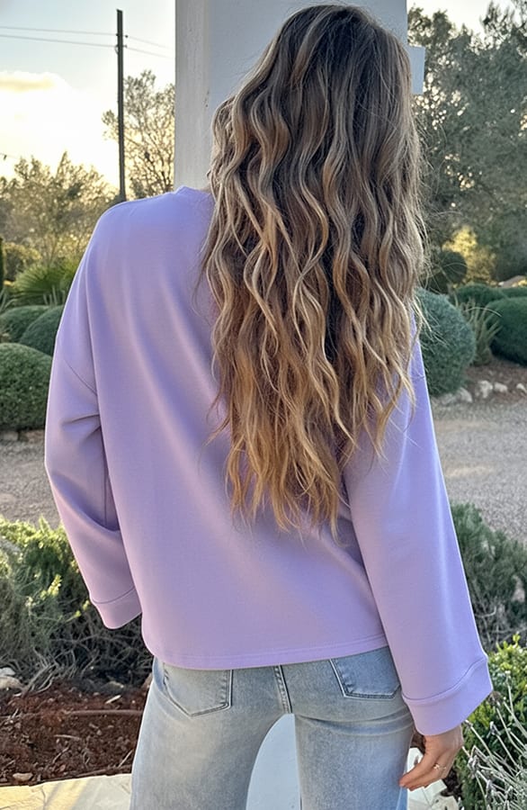 Oversized Katoen Shirt Lila – shirts & tops — foto 3