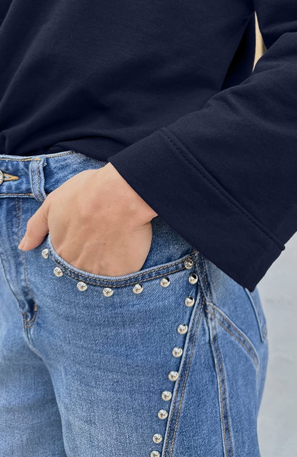 Oversized Katoen Shirt Navy – shirts & tops — foto 4