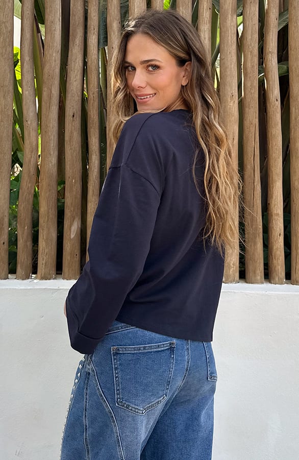 Oversized Katoen Shirt Navy – shirts & tops — foto 3