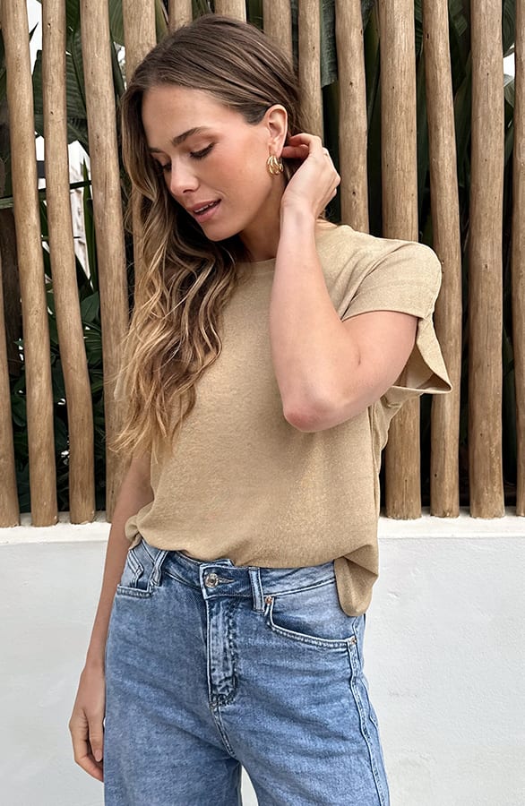 Oversized Lurex Shirt Goud – shirts & tops — foto 6
