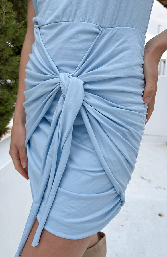 Overslag Jurk Korte Mouw Baby Blue – alle jurkjes — foto 4