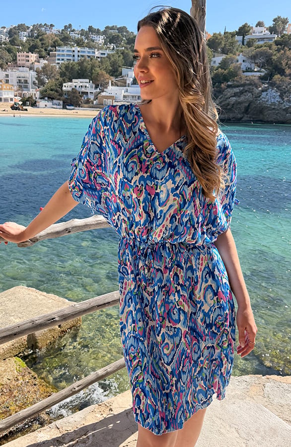 Paisley Short Sleeve Tuniek Blauw – alle jurkjes — foto 2