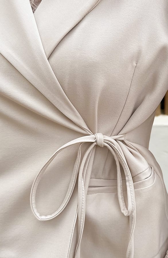 Pofmouwen Wrap Blazer Short Sleeve Zaya Beige – vesten — foto 5